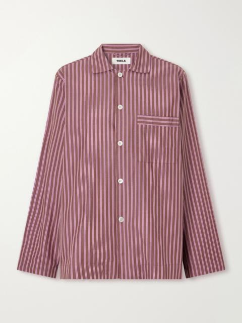 TEKLA Striped organic cotton-poplin pajama set Purple
