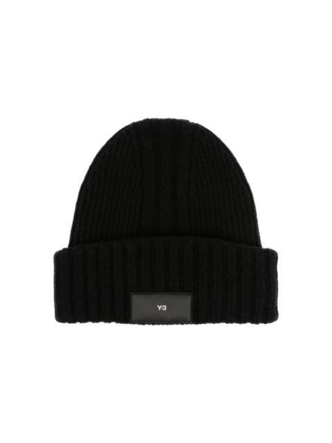 Y-3 logo-patch knitted beanie
