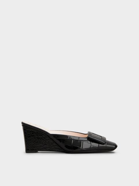 Roger Vivier Belle Vivier Wedge Mules in leather