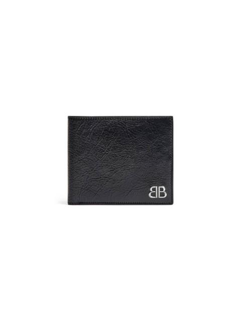 BALENCIAGA Men's Monaco Square Folded Wallet in Black