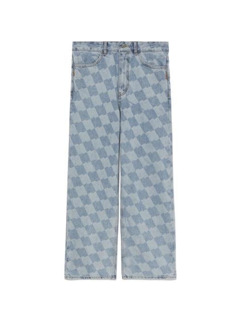 ADER error checkerboard-print straight-leg jeans