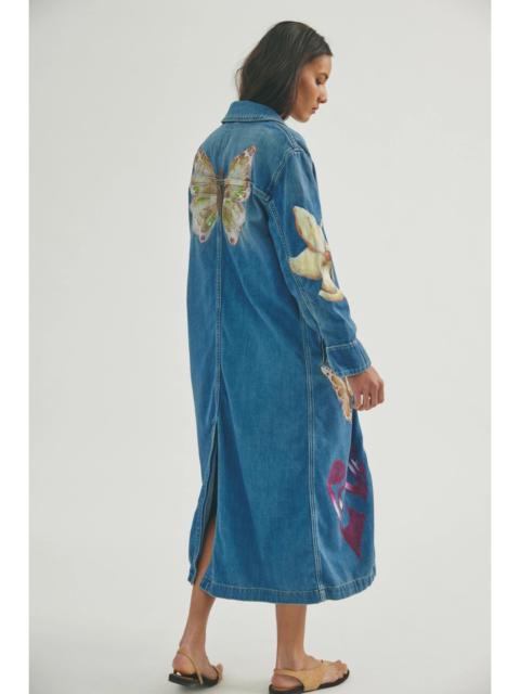 FREE PEOPLE FP X Juliet Johnstone Hand-Painted Monique Denim Duster