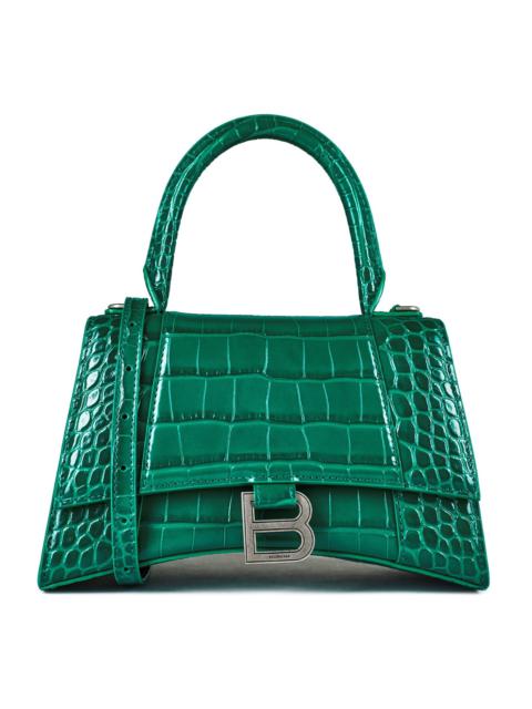 BALENCIAGA HOURGLASS SMALL CROCODILE HANDBAG | REVERSIBLE