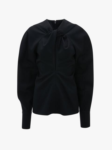 Victoria Beckham Twist Detail Top In Navy