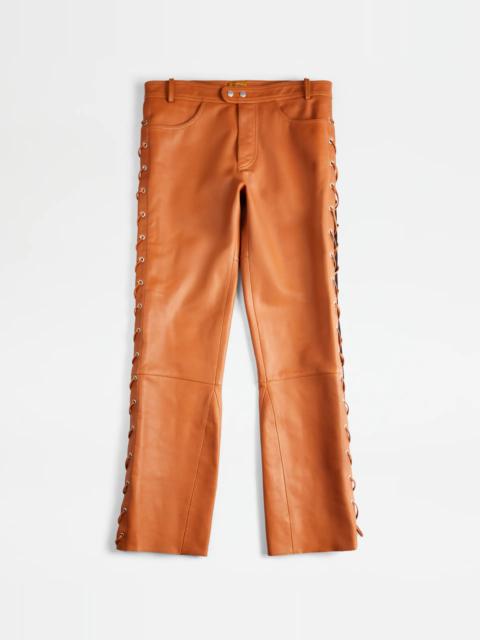 Tod's TOD'S TROUSERS IN LEATHER - BROWN