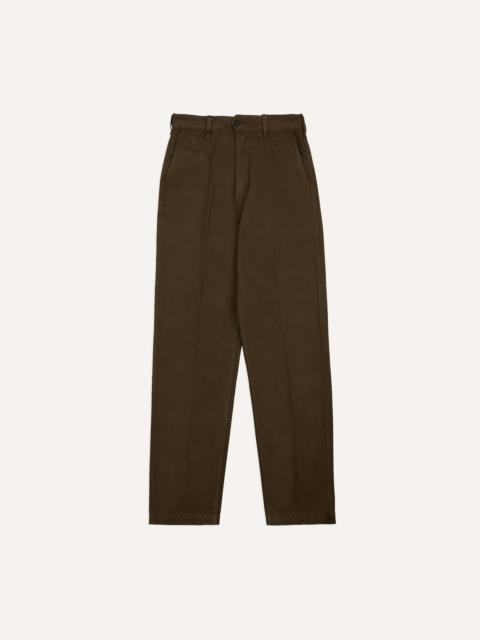 Drake's Brown Heavy Cotton Flat Front Chino