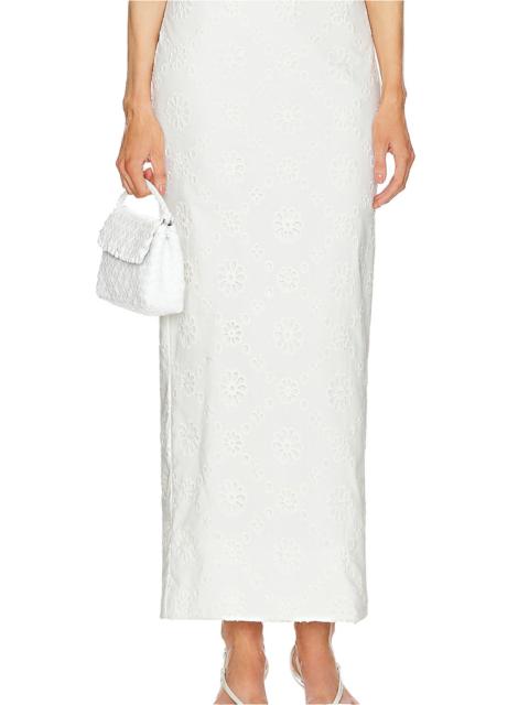 HELSA Eyelet Column Midi Skirt