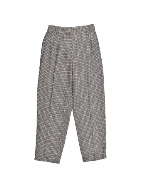 Brunello Cucinelli houndstooth-pattern pleated linen trousers