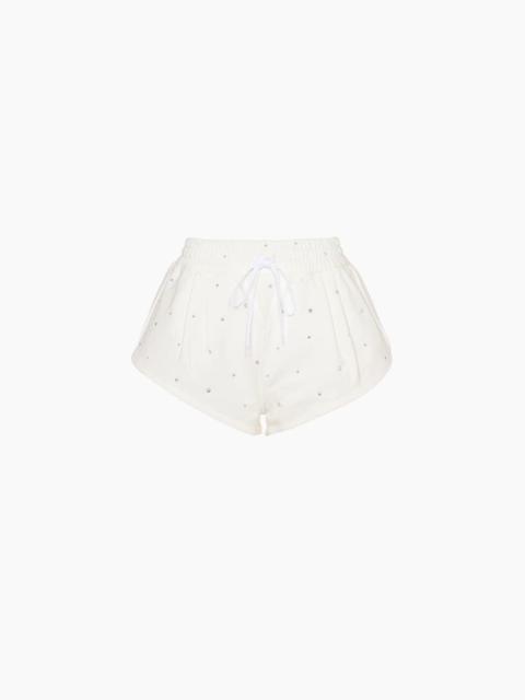 Miu Miu Embroidered cotton fleece shorts