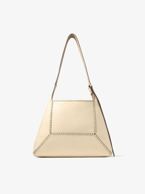 JIMMY CHOO Diamond Hobo M
Buttermilk Elaphe Printed Leather Shoulder Bag with Biker Leather Topstitching