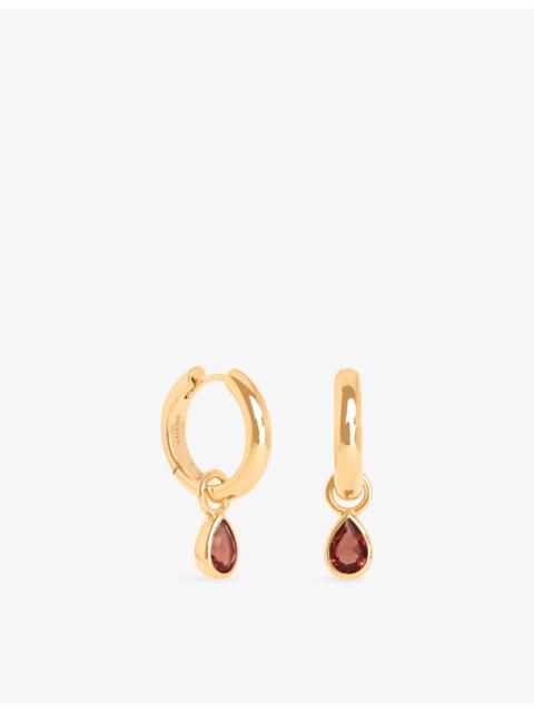 ASTRID & MIYU Sunset Pear Charm 18ct Gold-Plated Sterling-Silver and Cubic Zirconia Hoop Earrings