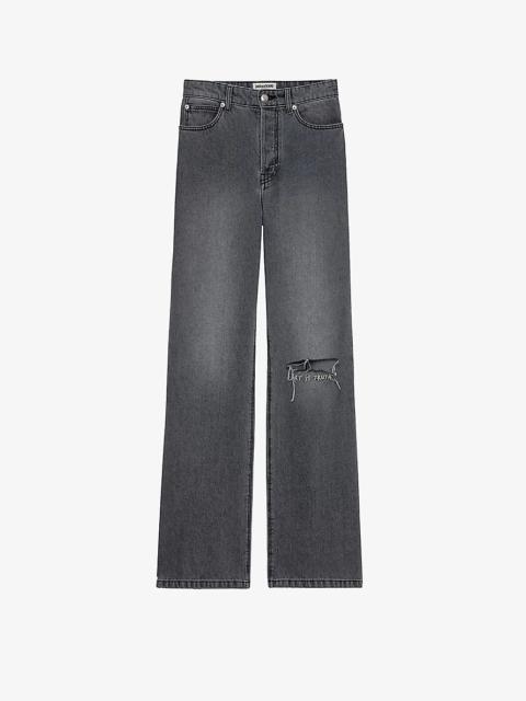 Zadig & Voltaire Evy distressed-knee straight-leg jeans