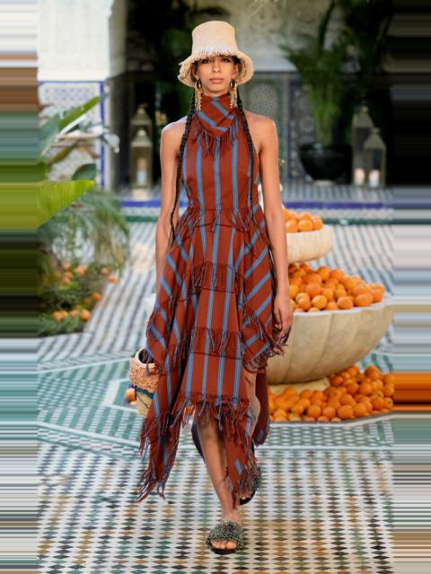 ALÉMAIS Noura Fringed Cotton Midi Dress stripe