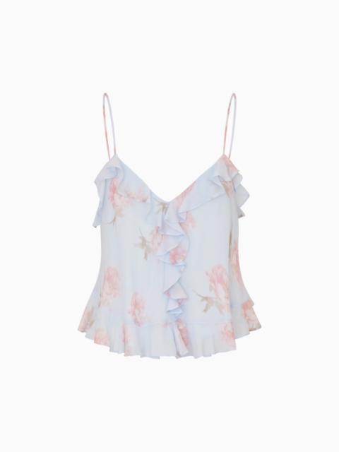 LoveShackFancy Tal Floral Chiffon Ruffle Top
