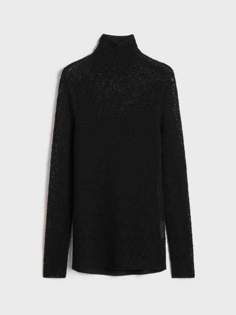 High-neck crochet top black