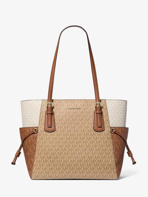 MICHAEL KORS Voyager Large Color-Block Signature Logo Tote Bag