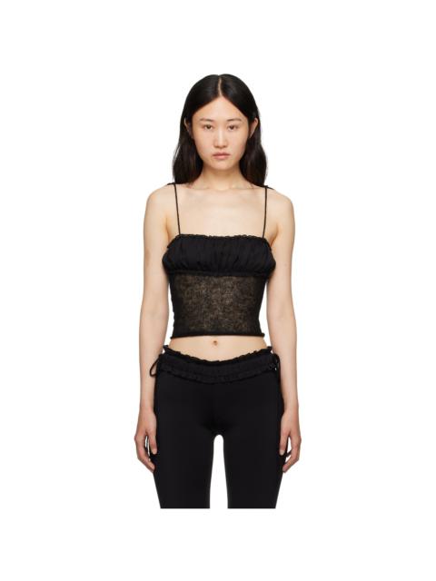 GUIZIO Black Ruched Tank Top