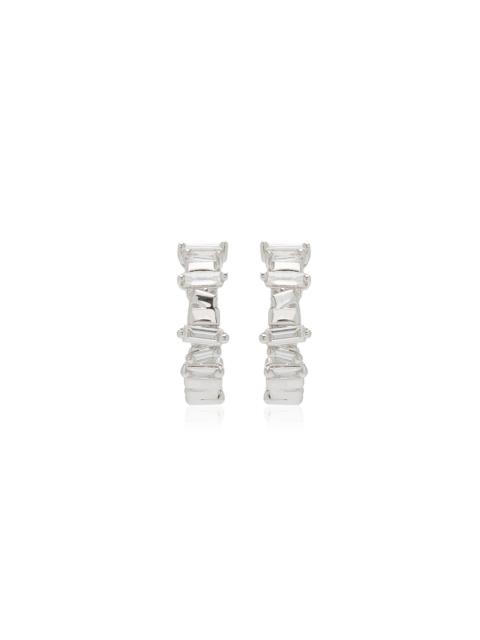 SUZANNE KALAN Classic Huggie 18K White Gold Diamond Earrings