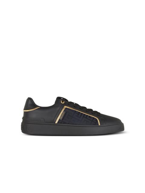 Balmain B-Court monogrammed nylon and leather trainers