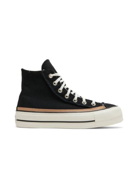 Converse Wmns Chuck Taylor All Star Raw Edge Platform High 'Black Champagne Tan'