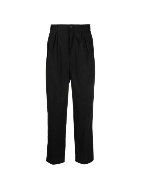 pintuck-detail tapered-leg trousers