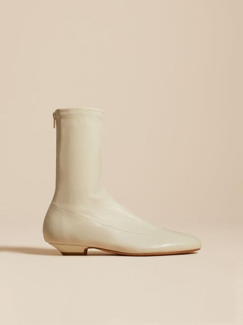 KHAITE The Apollo Ankle Boot in Off-White Leather