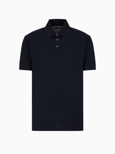 Mercerized piqué polo shirt with chevron trim