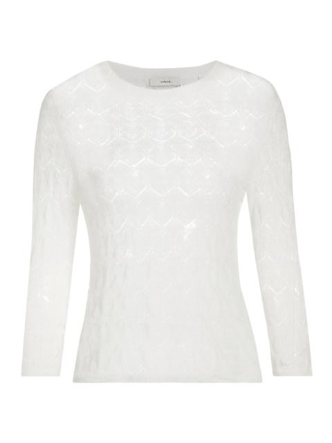 Vince Women's Fine Lace Pointelle Sweater - Optic White