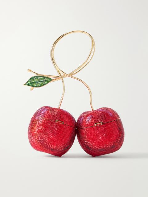 JUDITH LEIBER Cherries Crystal-embellished Gold-tone Clutch