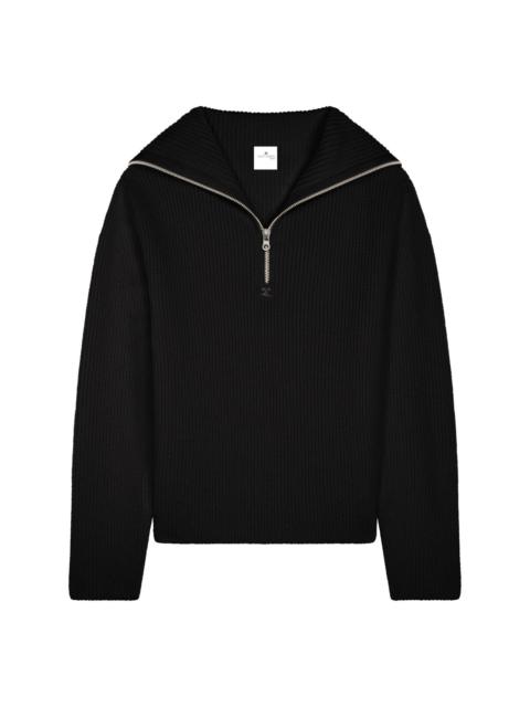 courrèges ribbed wool hooded sweater