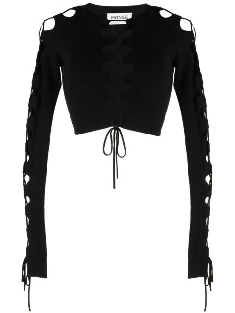 lace-up detail cropped jumper