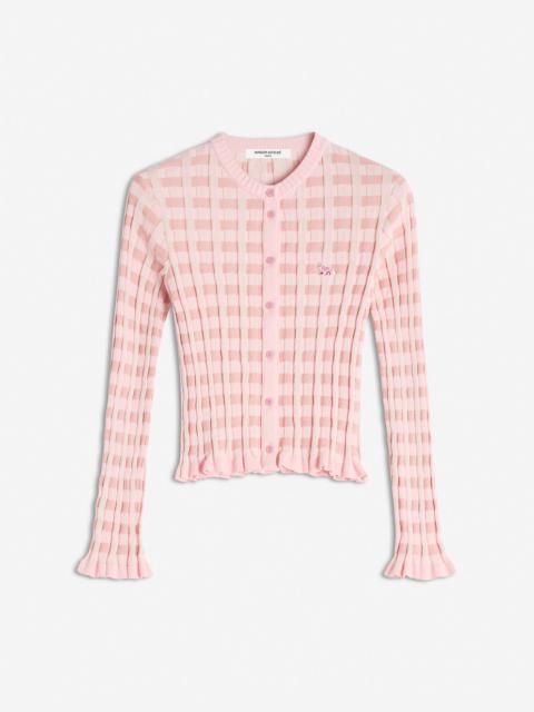 Maison Kitsuné CHECKED RIBBED CARDIGAN