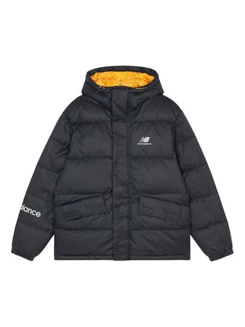 New Balance Logo Print Down Jacket 'Black Orange' AMJ13334-BK