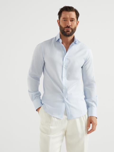 Brunello Cucinelli Twill slim fit shirt with spread collar