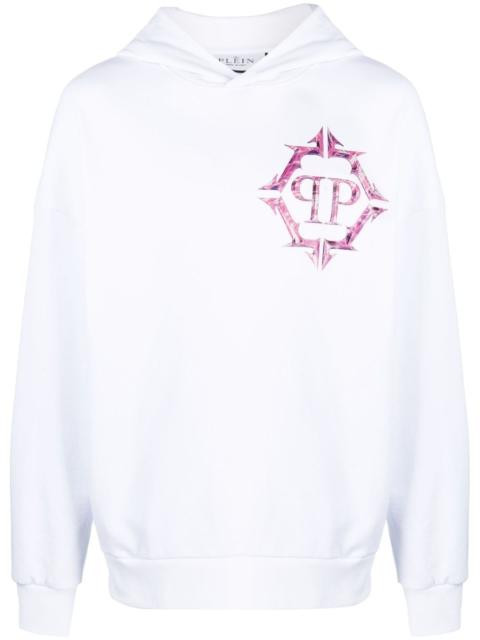 PHILIPP PLEIN Chrome logo-print cotton hoodie