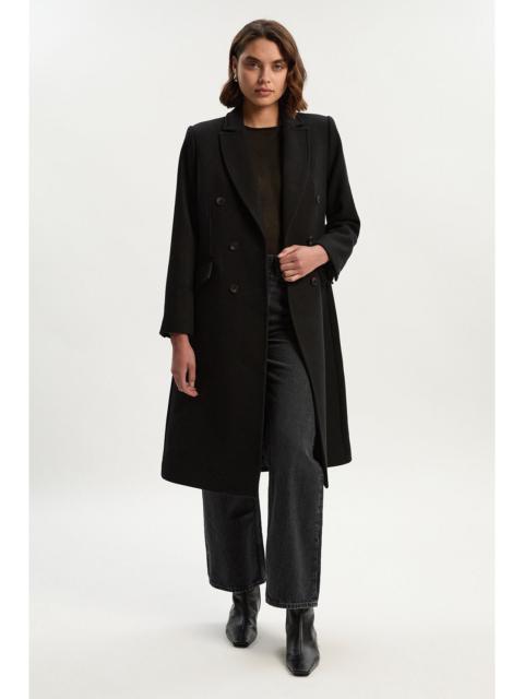 KAREN MILLEN Wool Fitted Double Breasted Tailored Midi Coat