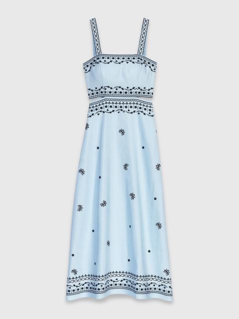 maje Embroidered linen blend maxi dress