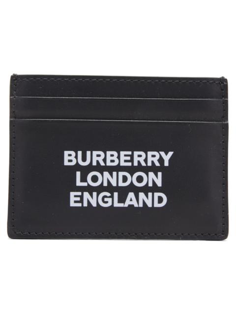 Burberry Burberry Logo Print Leather Card Case 4 Slot Black