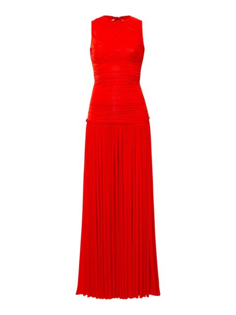 SIEDRÉS Alina Open-Back Ruched Jersey Maxi Dress red