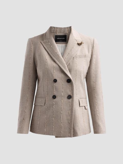 FABIANA FILIPPI Women's Striped Virgin Wool-Blend Double-Breasted Blazer - Moka Meringa