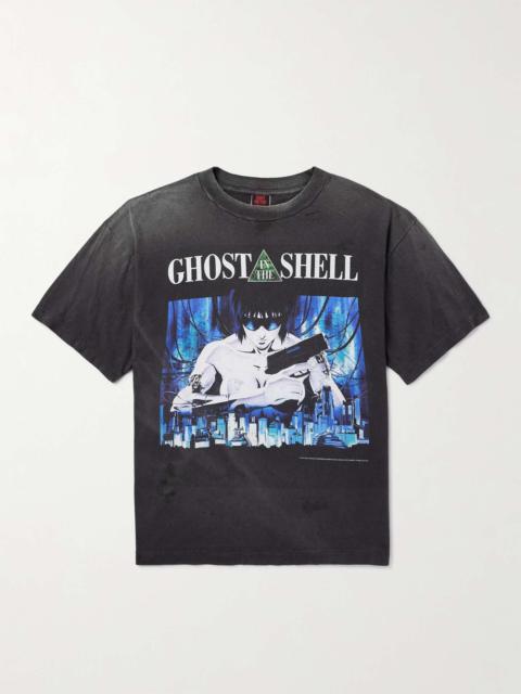 + Ghost in the Shell Distressed Printed Cotton-Jersey T-Shirt