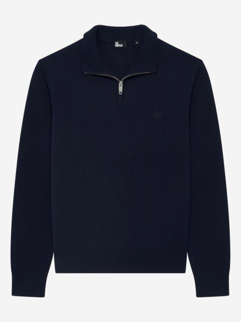 The Kooples DOUBLE-FACED NAVY TRUCKER-NECK SWEATER