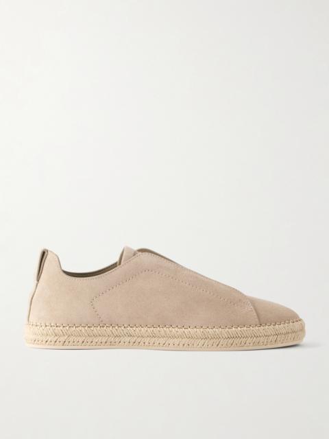 ZEGNA Triple Stitch™ Leather-Trimmed Suede Slip-On Sneakers