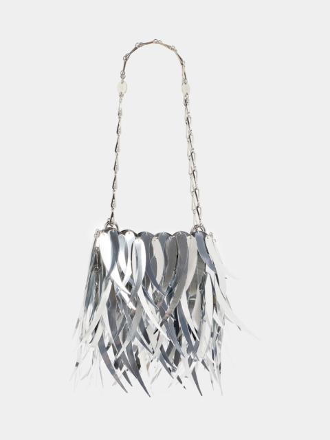 rabanne METALLIC SILVER BAG WITH FEATHERS ASSEMBLAGE