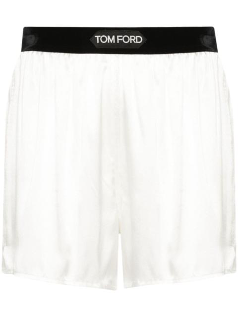 TOM FORD logo-waistband satin shorts