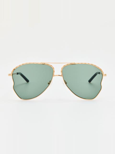 LINDA FARROW Kika Mendoza Sunglasses in Gold and Green
