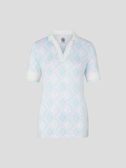 BOGNER Elonie Printed polo shirt in Light blue/Off-white/Rose