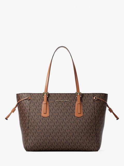 MICHAEL KORS Voyager Large Signature Logo Top-Zip Tote Bag