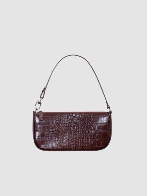 BY FAR Rachel Nutella Croco Embossed Leather Shoulder Bag