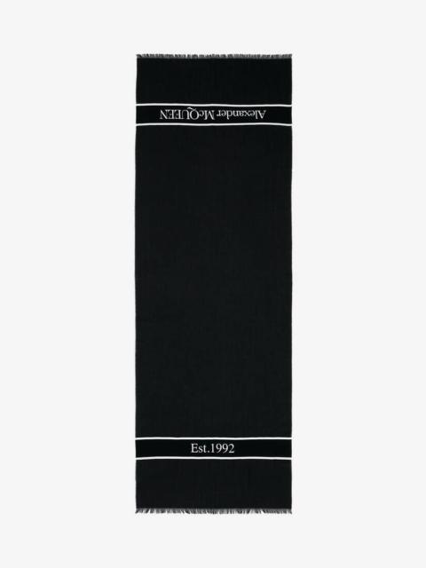 Alexander McQueen Men's Summer Logo Stole in Black/ivory